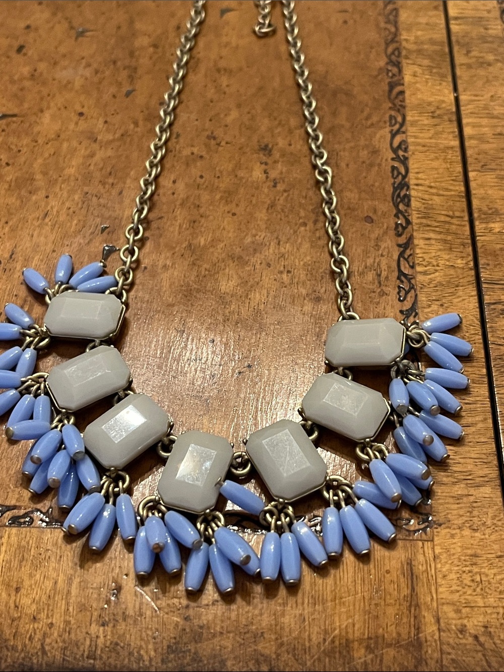 Vintage J.Crew block and teardrop resin stone statement/bib necklace